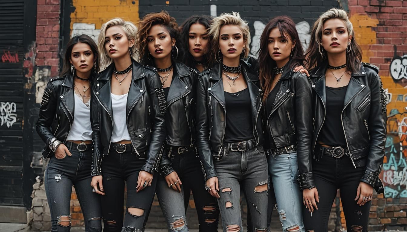 Confident Women in Leather: Edgy Urban Art