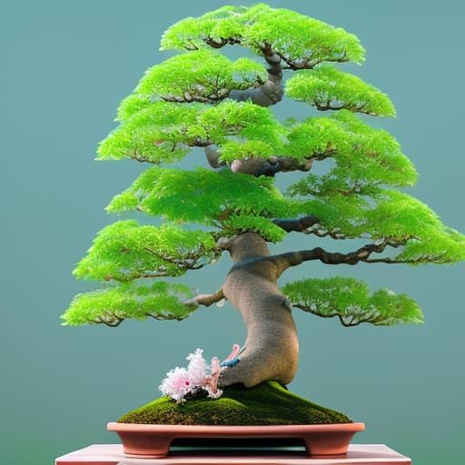 Cute Bonsai Sakura Tree in Dr. Seuss Anime Style