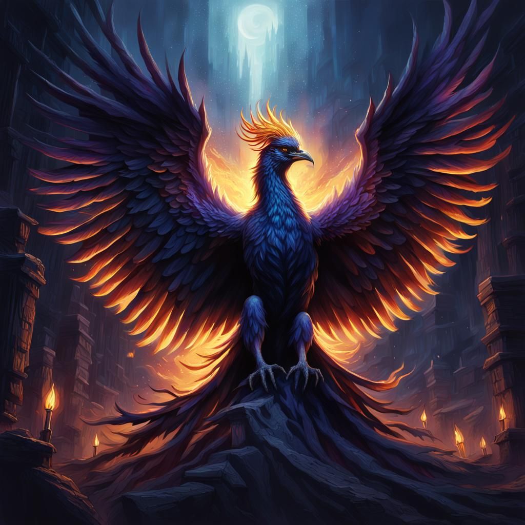 Phoenix Rises in Dark Fantasy Concept Art