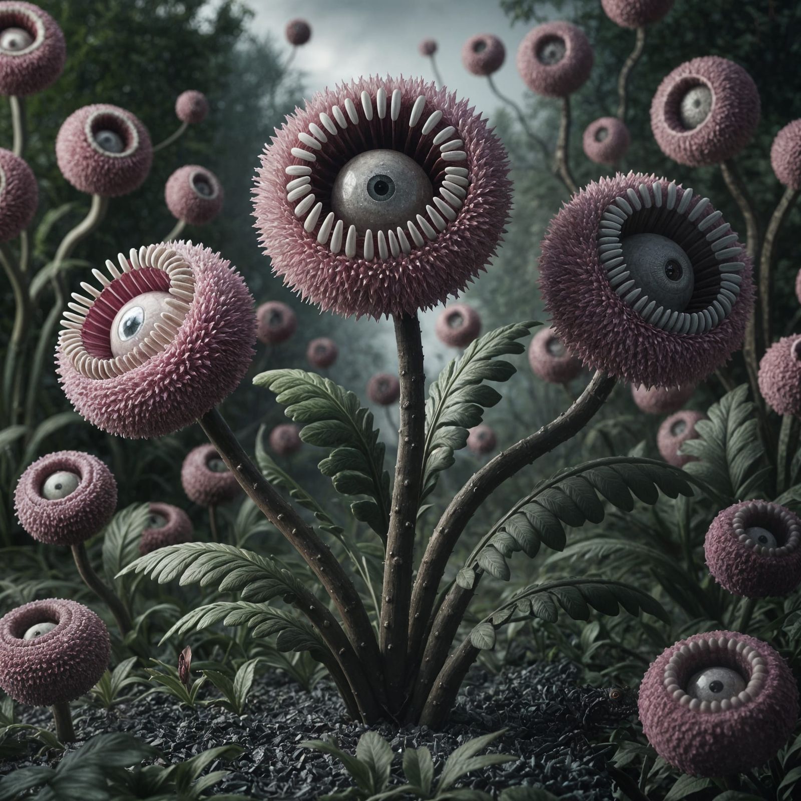 Nightmarish Carnivorous Garden of Twisted Flowers