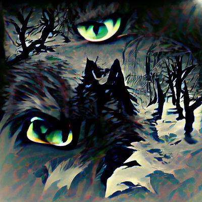 Eerie Forest: Wolves Gaze into Sky Abyss