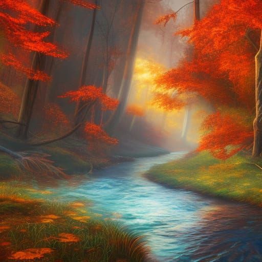 Hyperrealistic Fox in Autumn Landscape