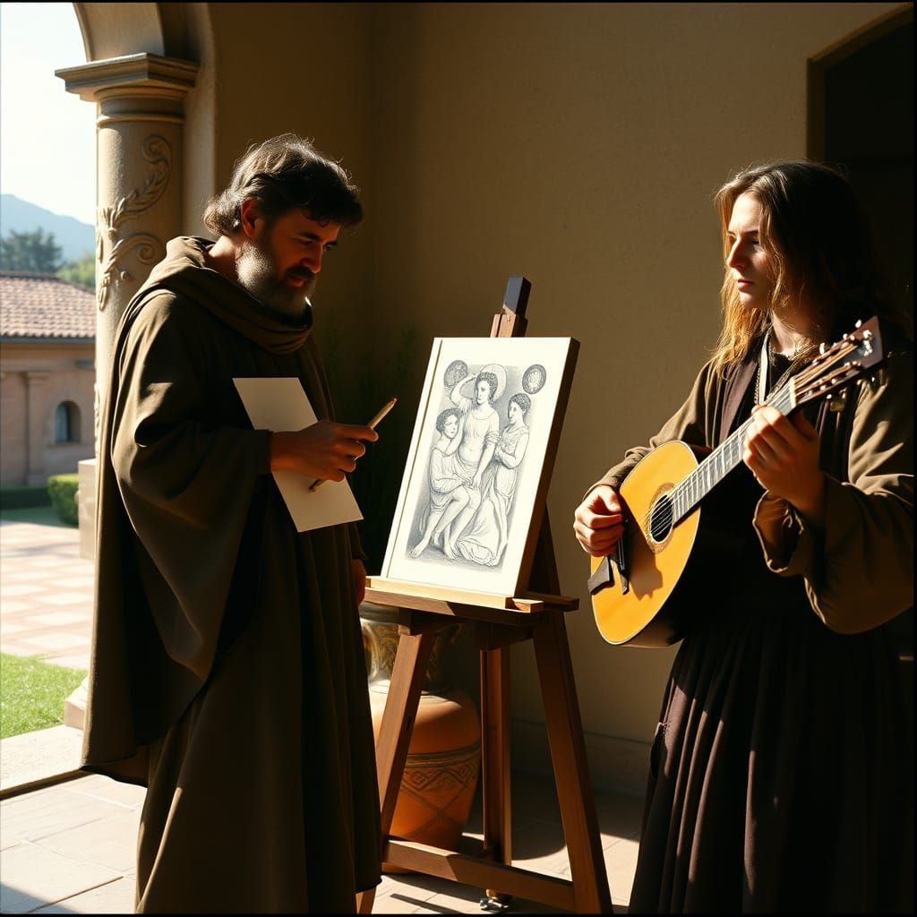 Michelangelo Drawing at Villa in Renaissance Style