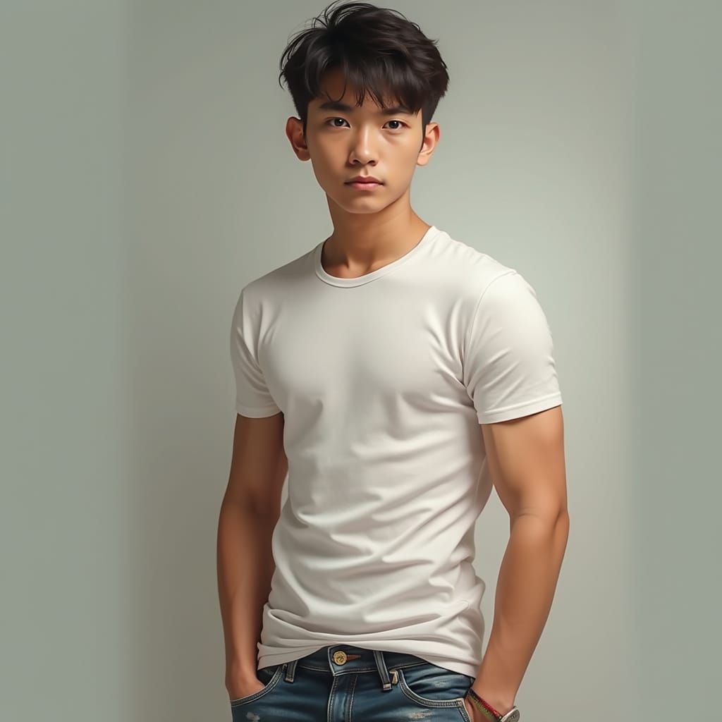 Stunning Adolescent Male Portrait in Hyperrealistic Style