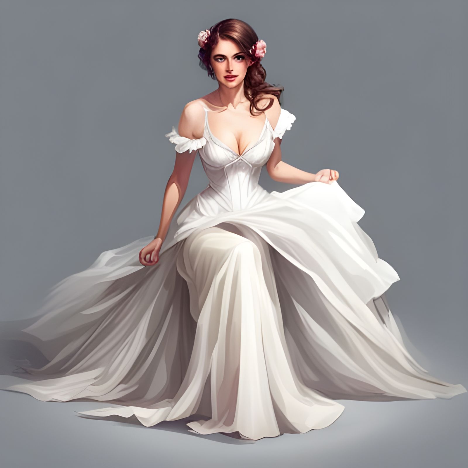 Elegant Bride Portrait in Hyperdetailed Splash Art Style