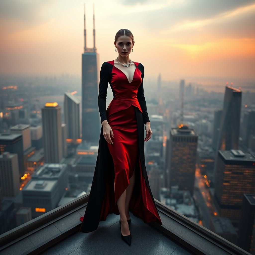 Sophisticated Vampire Businesswoman Dominates Modern Citysca...