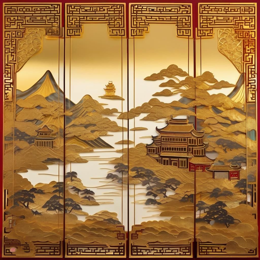 Chinese style folding screen (3)