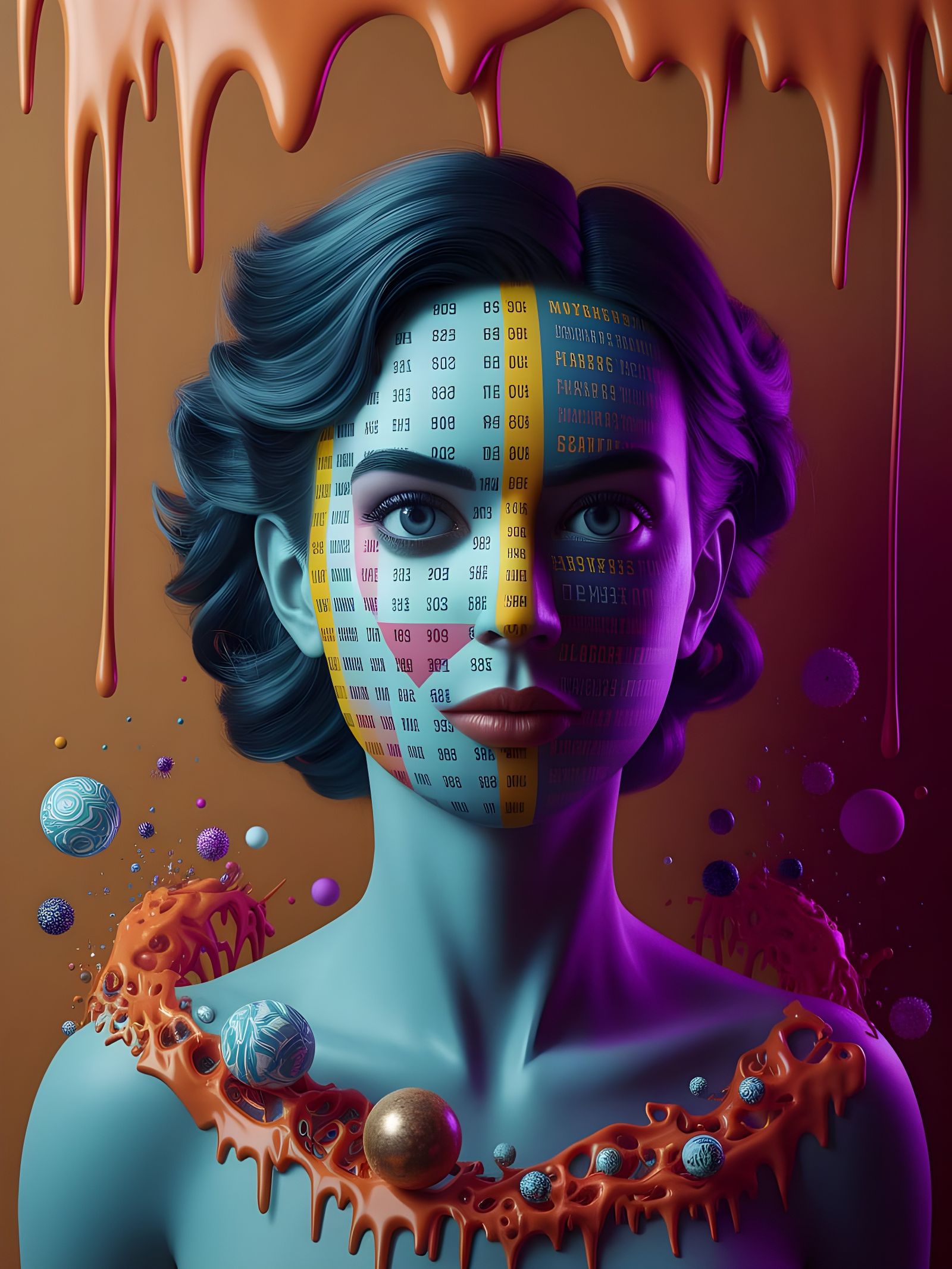 Abstract Woman Portrait in Digital Art Style