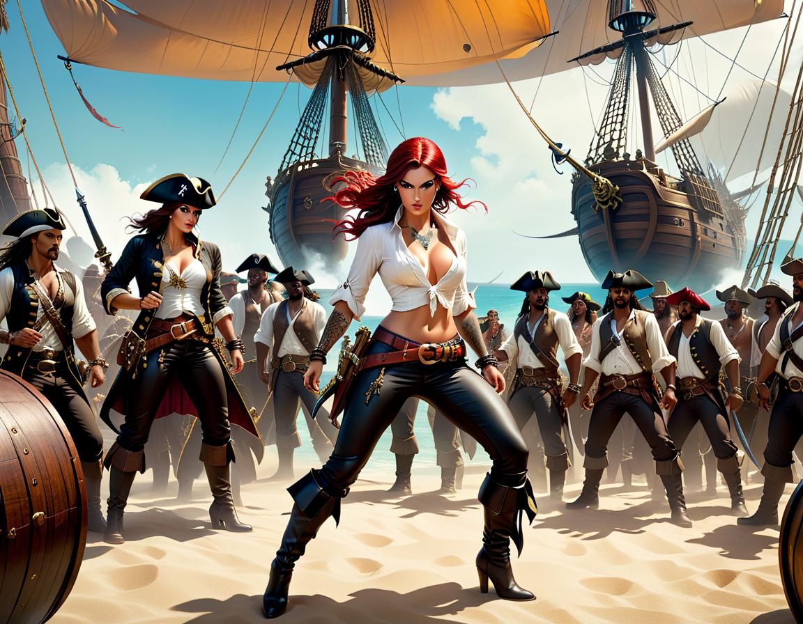 Gorgeous Pirate Battles Foes in Hyperrealistic Detail
