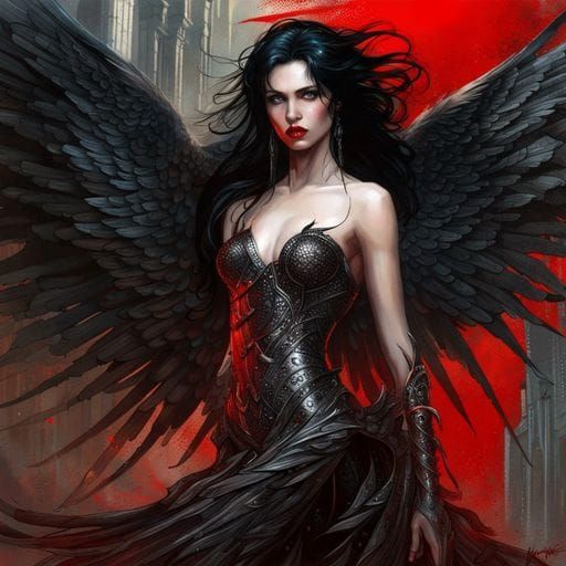 Fallen Angel in Dark Fantasy Style