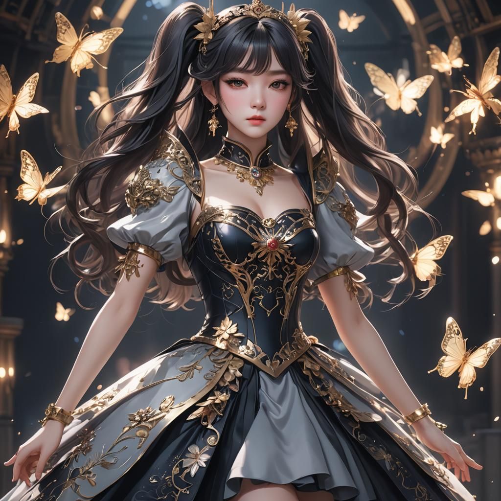 Fusion K-Pop Princess in 3D Anime Art