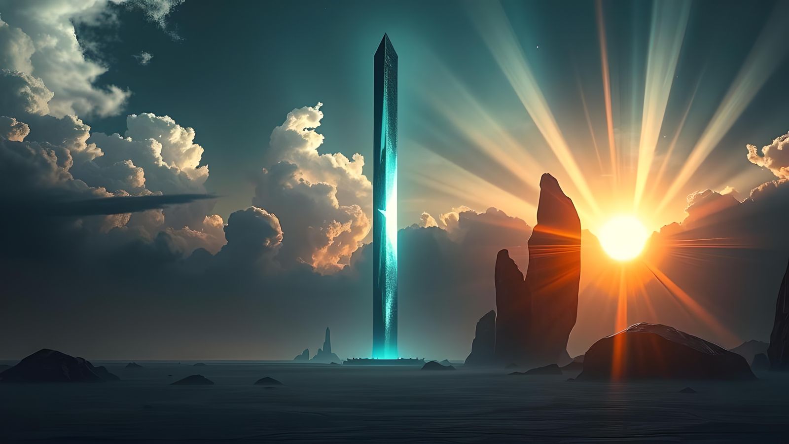 Hyperrealistic Glass Obelisk on Alien Planet