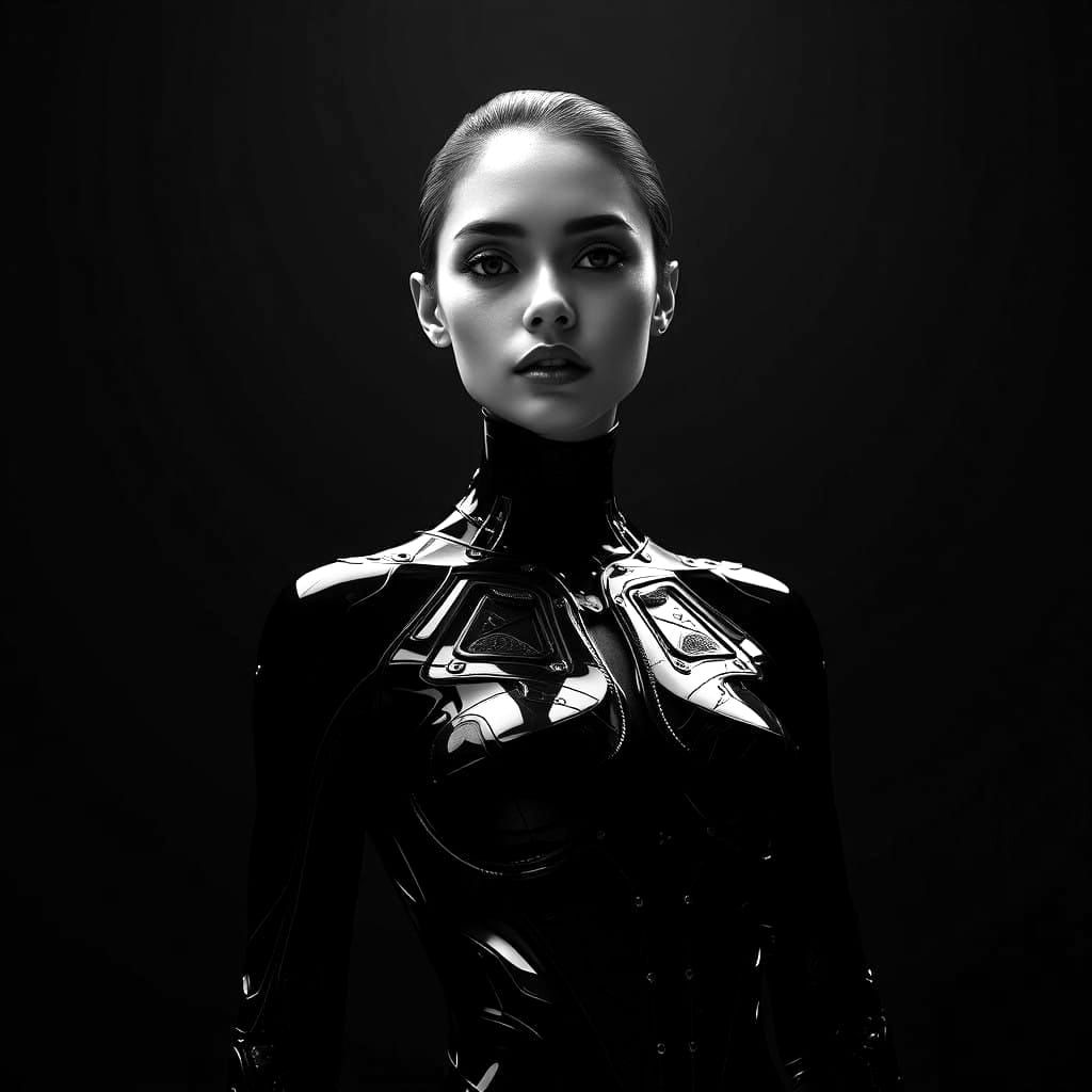 Cyberpunk Goddess in Biomechanical Armor