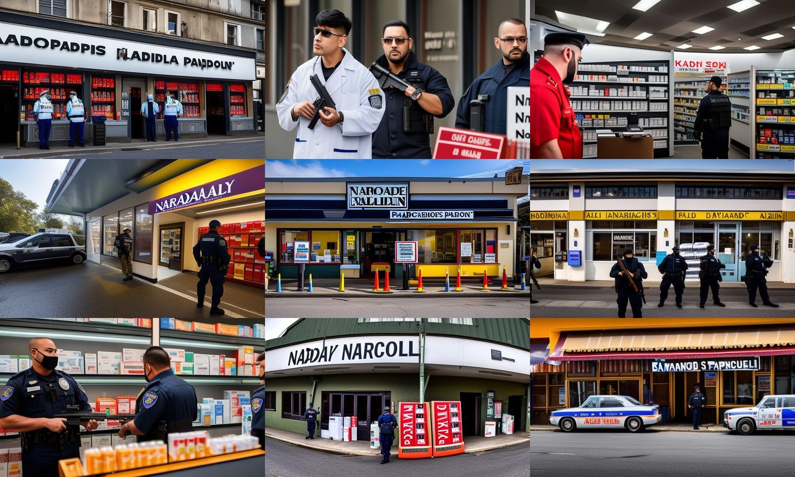 "Narcotics pharmacy", heavily guarded by security guards