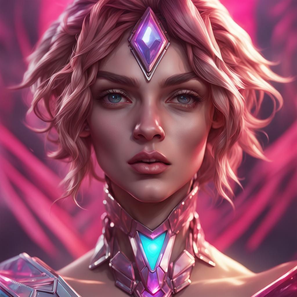 Detailed Portrait of Crazy Diamond in Art Nouveau Style