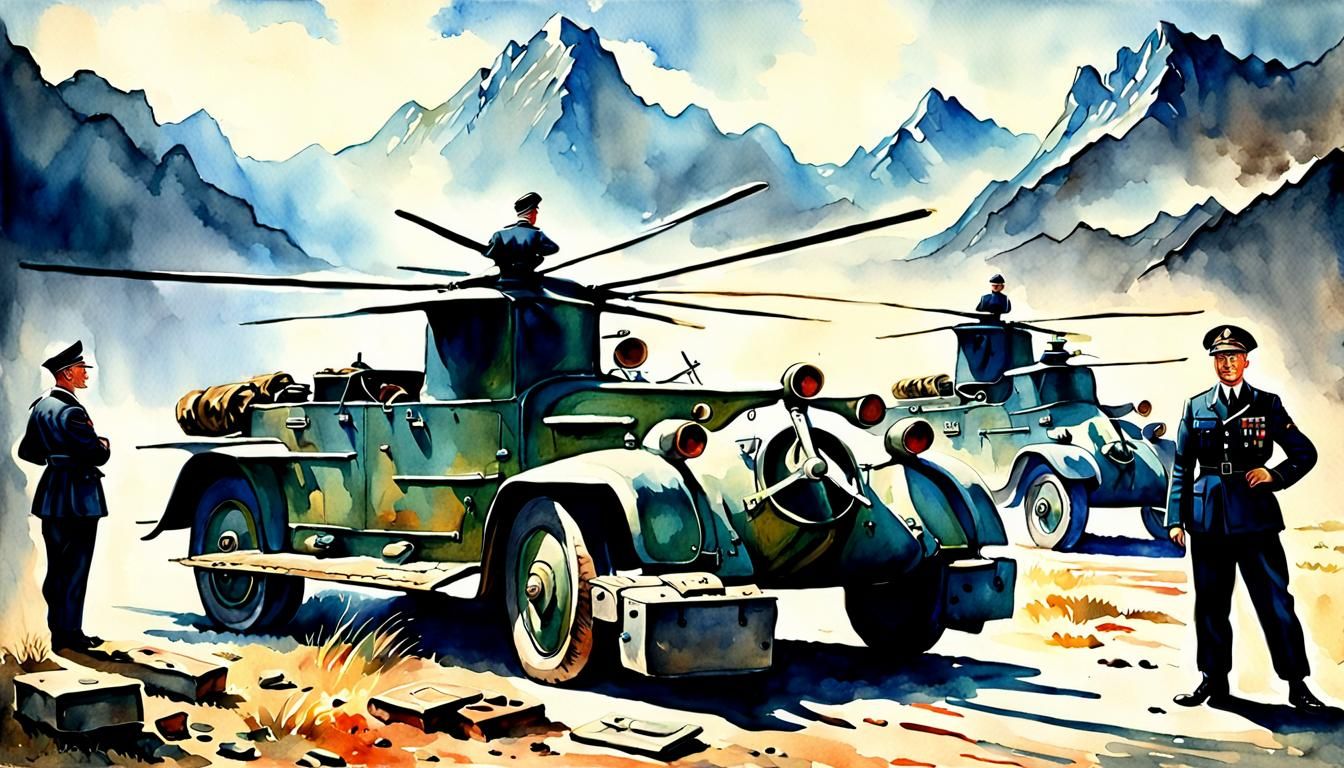 WWII German Commanders in Antique Watercolor Style