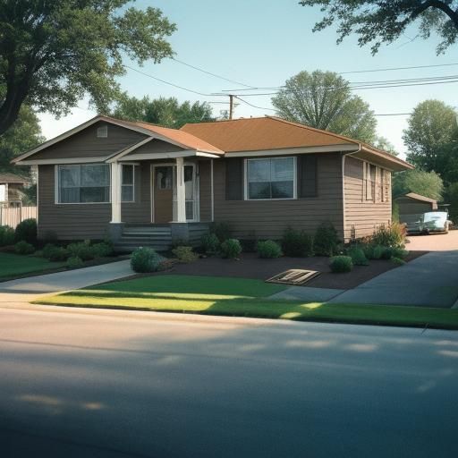 Retro Kodachrome Photo: 1937 Bungalow in Suburbia