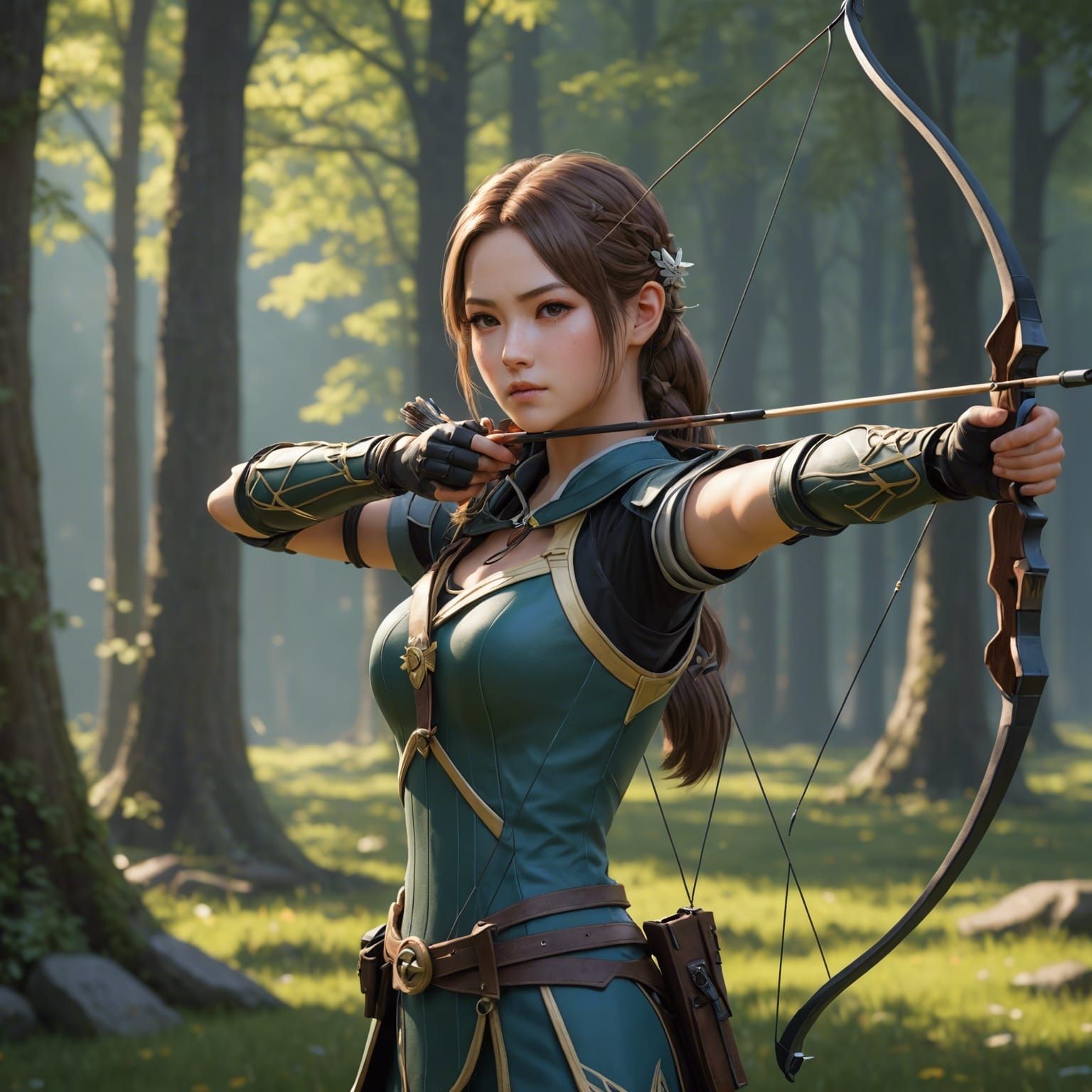 Anime Archer in Detailed 3D Render