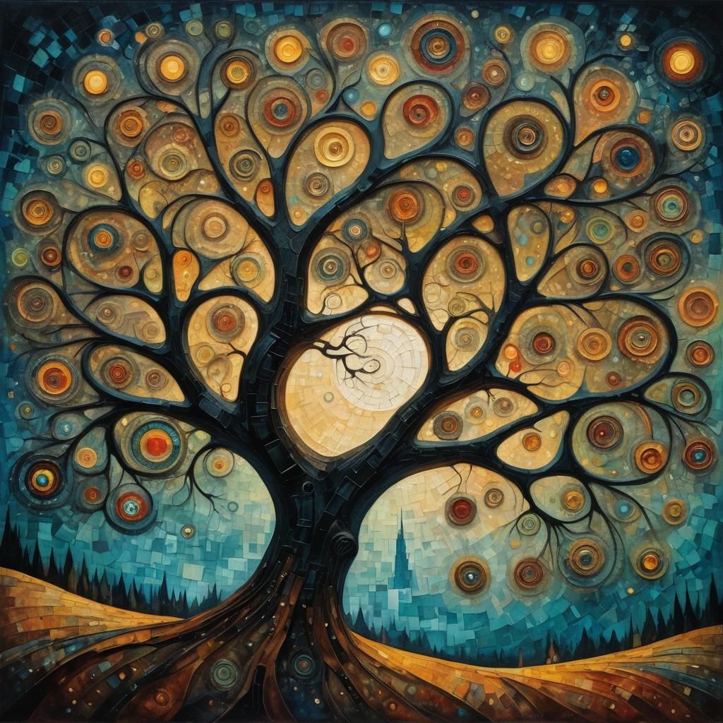 Surreal Cubist Dreamscape in Melting Oil on Canvas