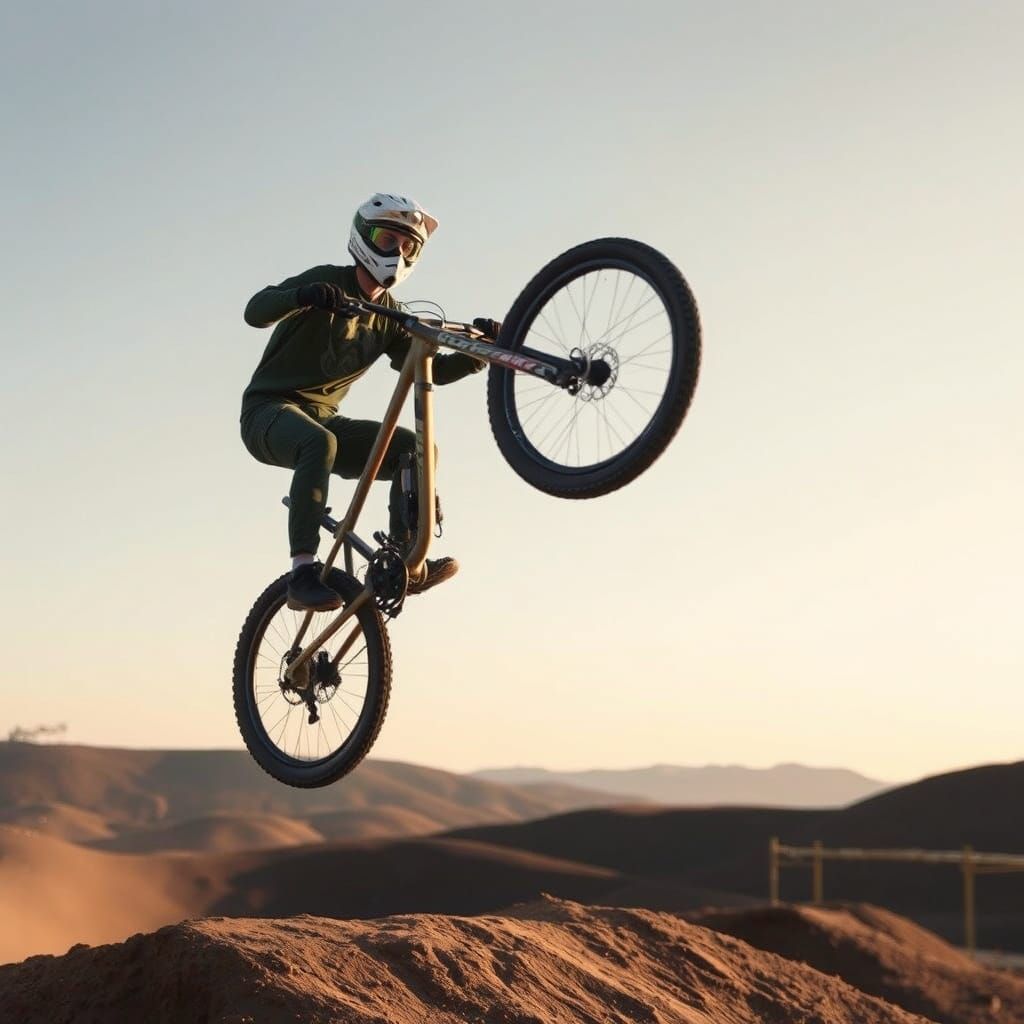 Mountain Bike Backflip Over Dirt Jumps