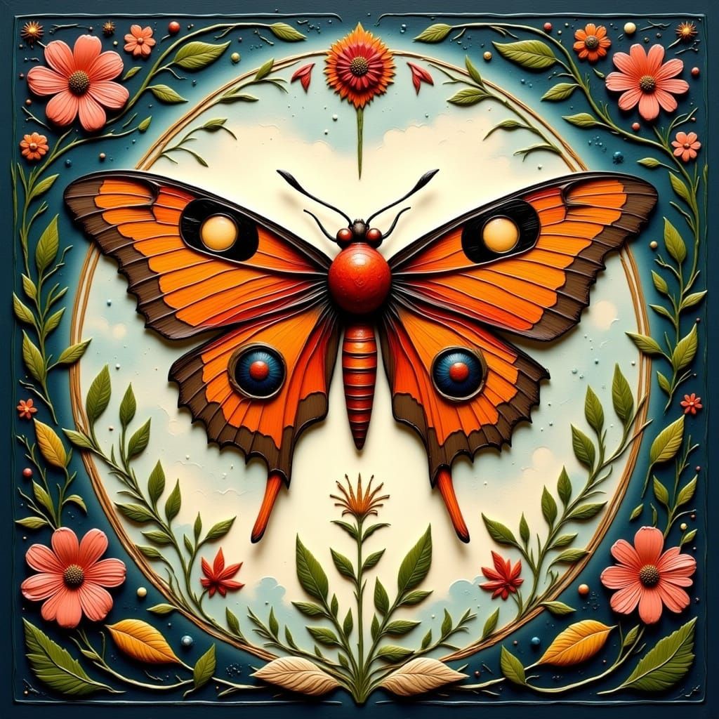 Art Nouveau Moth in Enchanted Forest