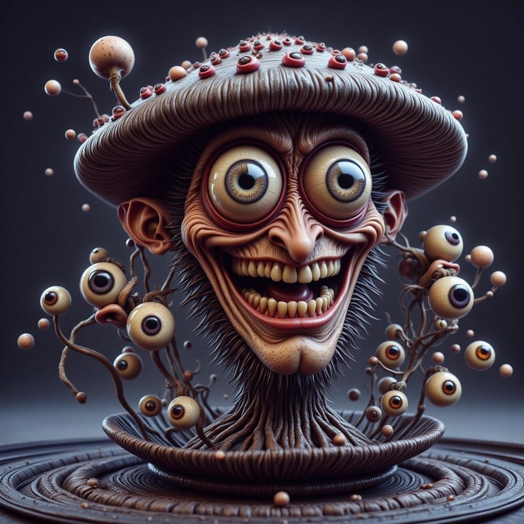 Arabian Nights Mushroom Genie with Twisted Eyes