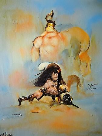 Conan the Barbarian Art Brut Ink Painting