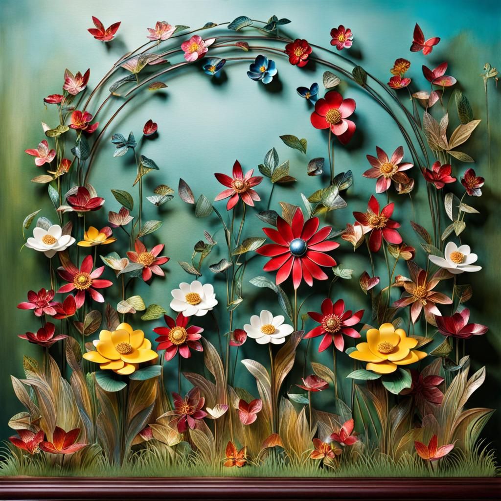 Metal Flowers in Fantasy Wonderland Artwork