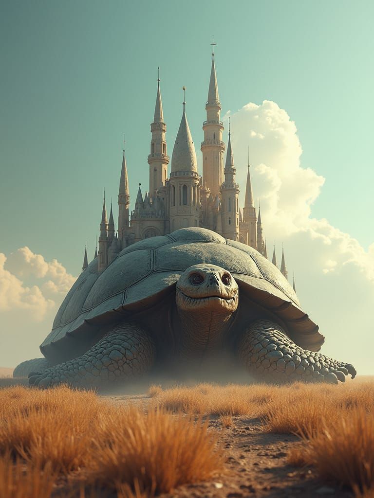Giant Turtle City on Its Shell: Fantasy Art
