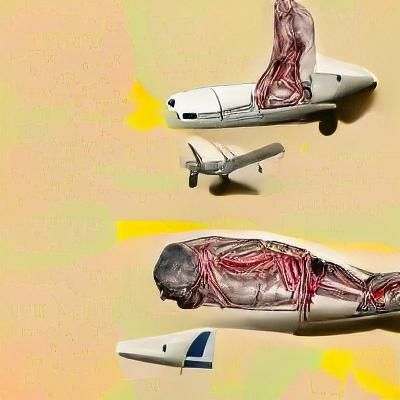 Airplane Absorbed Into Human Body: Surreal Concept
