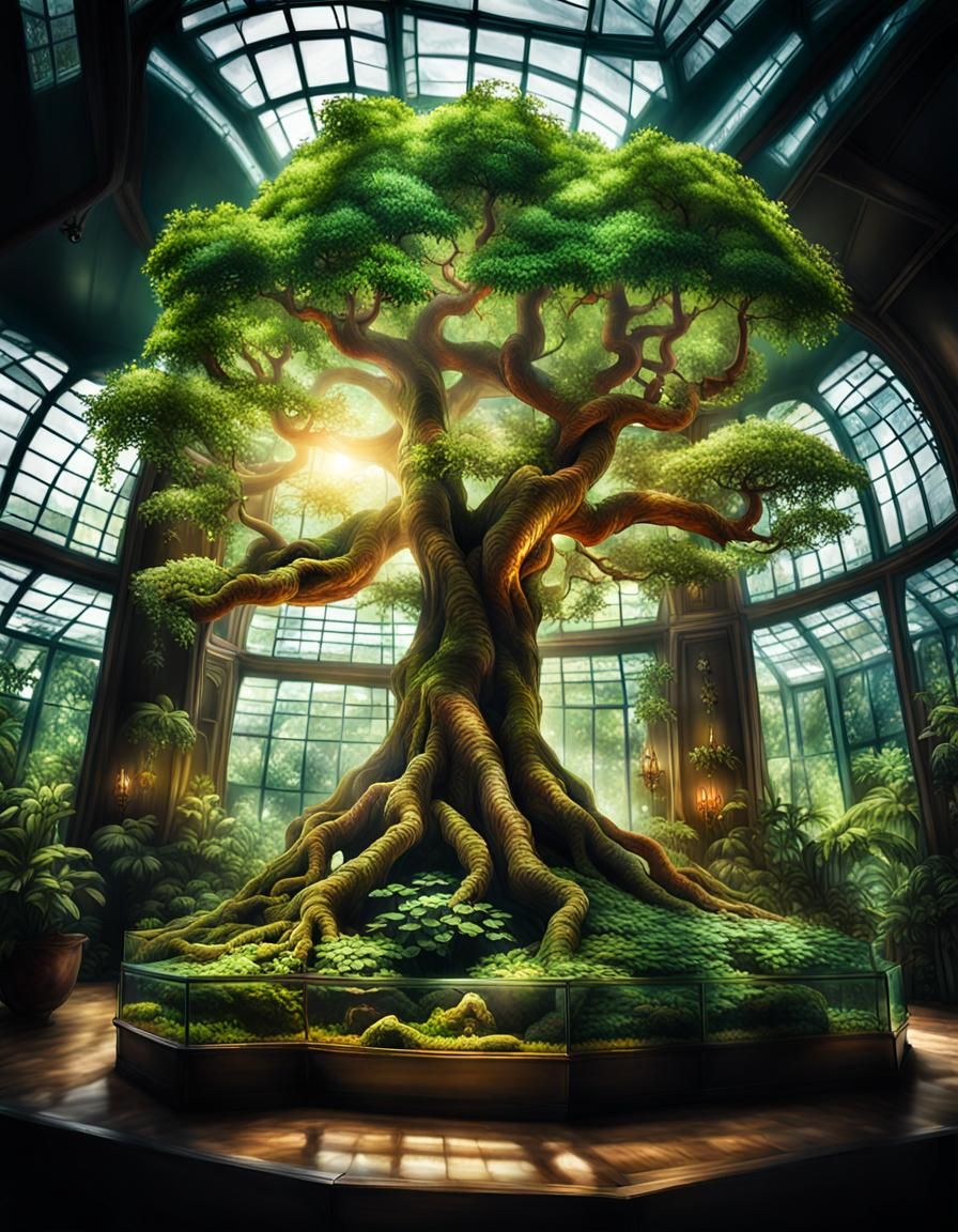 Lush Terrarium with Heavenly Plants: Hyperrealistic