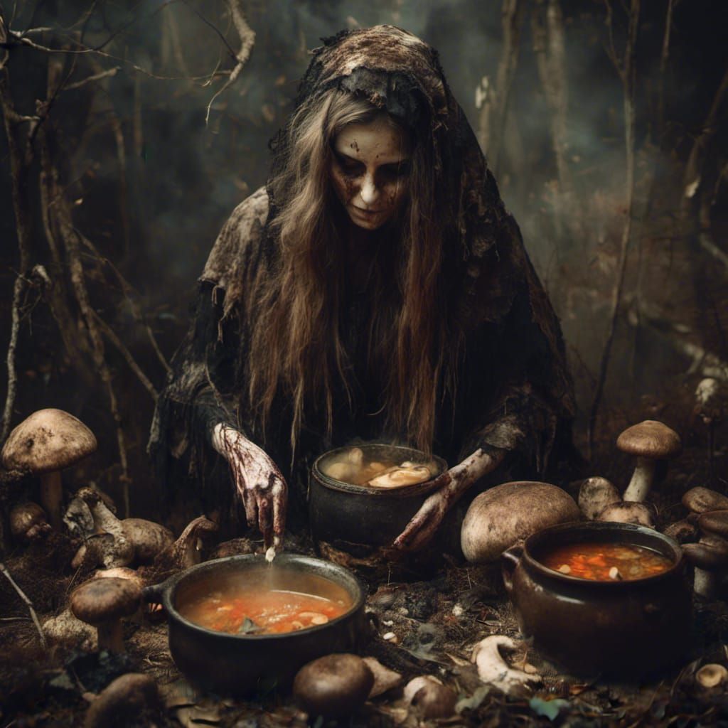 Enchanting Mushroom Witch Brews Potion