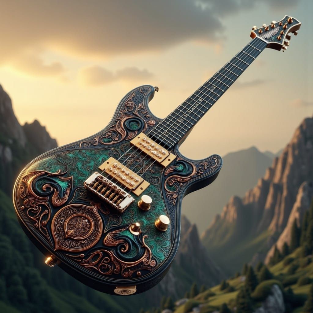 Futuristic Scottish Electric Guitar in Celtic Style