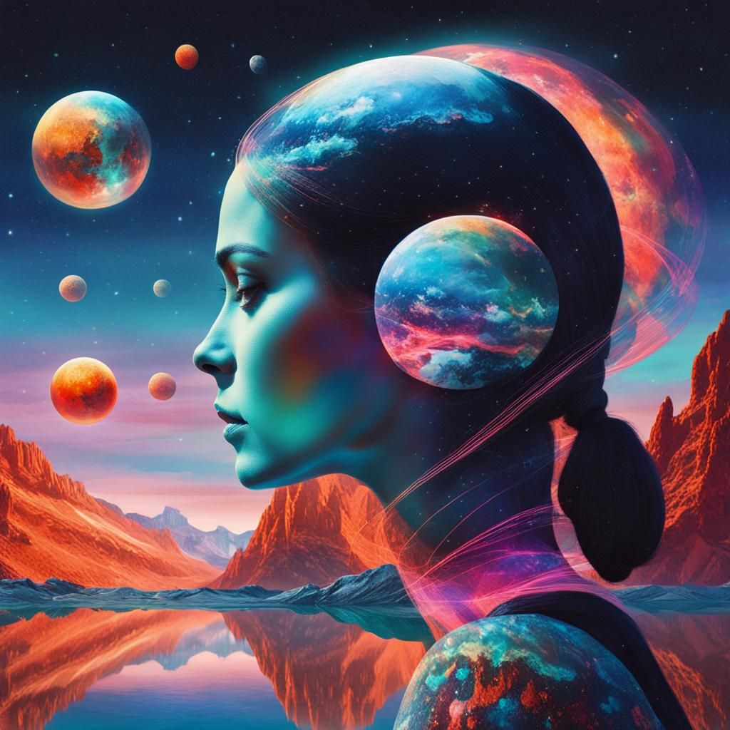 Double Exposure Portrait on Alien Planet