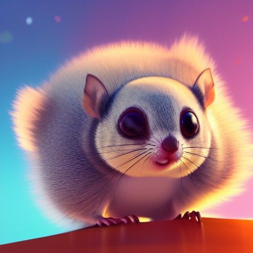 Adorable Round Flying Squirrel in Vibrant 3D Animation