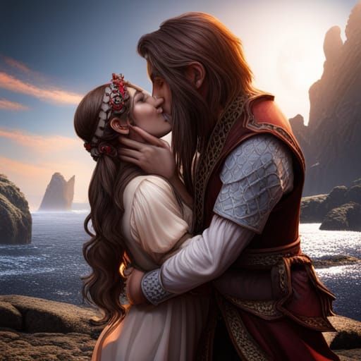 Embrace in Detailed Matte Painting Style