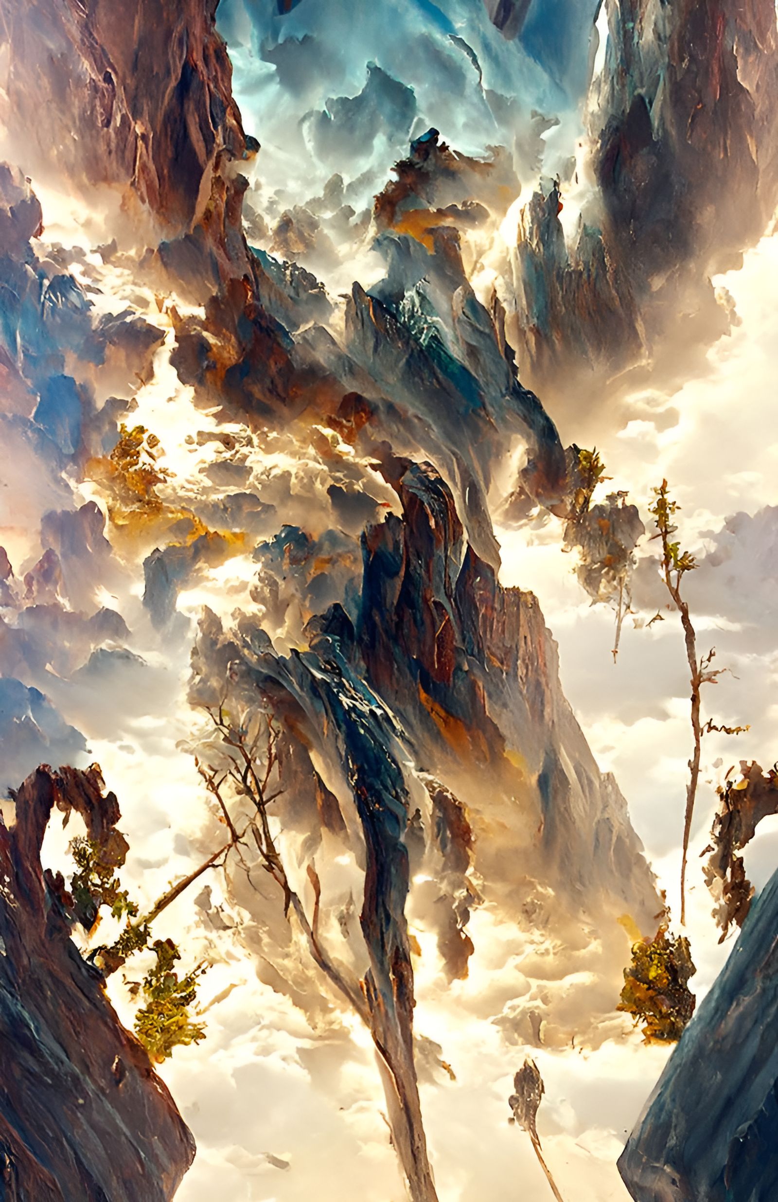 Epic Storm Over Desert Mountains, Hyperrealistic Painting