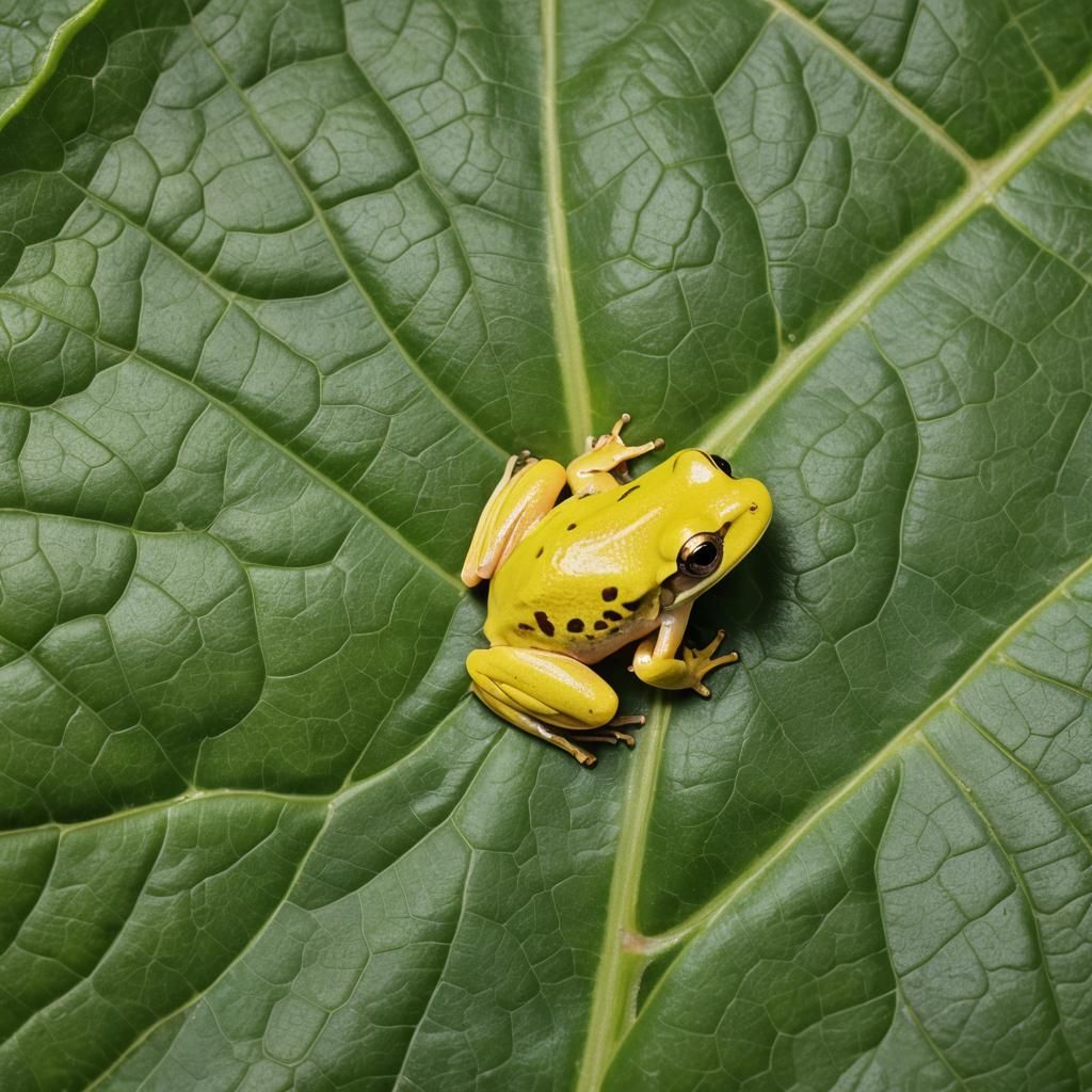 Macro Photo of a Baby Yellow Frog