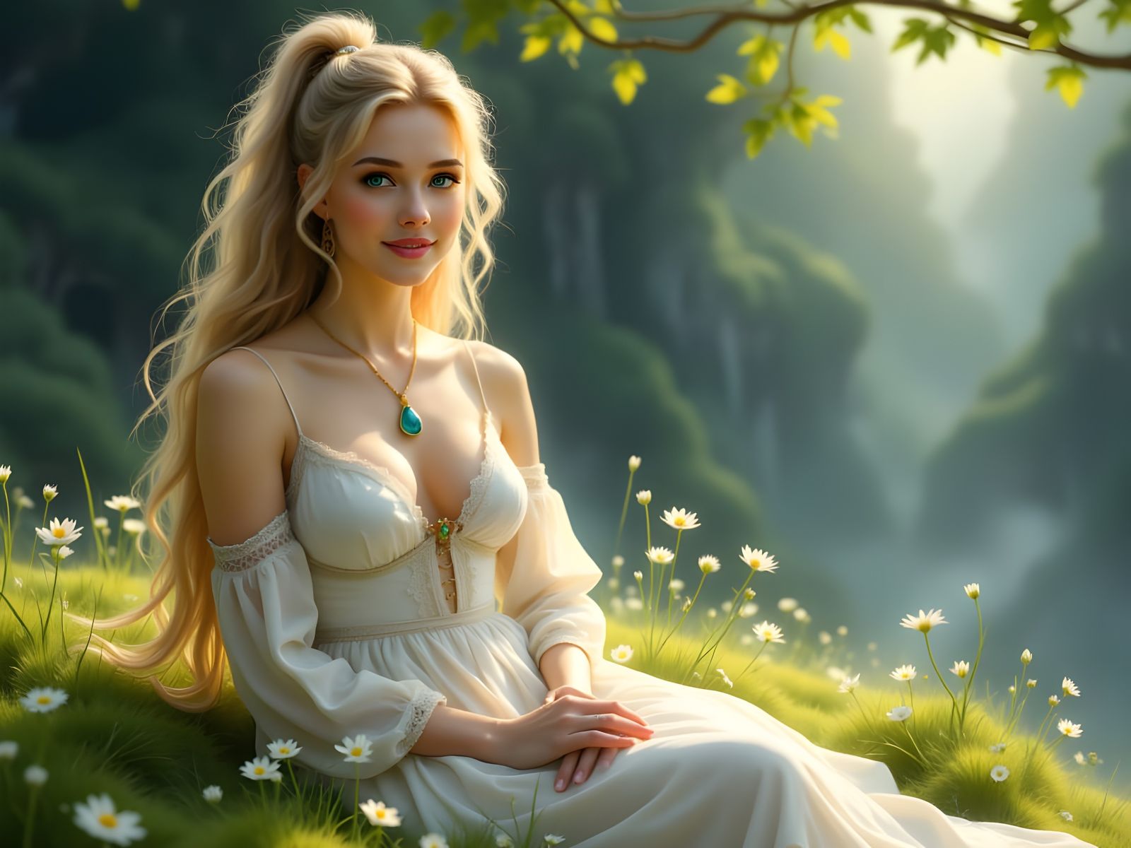 Ethereal Portrait of Norse Goddess in Fantasy Art Style