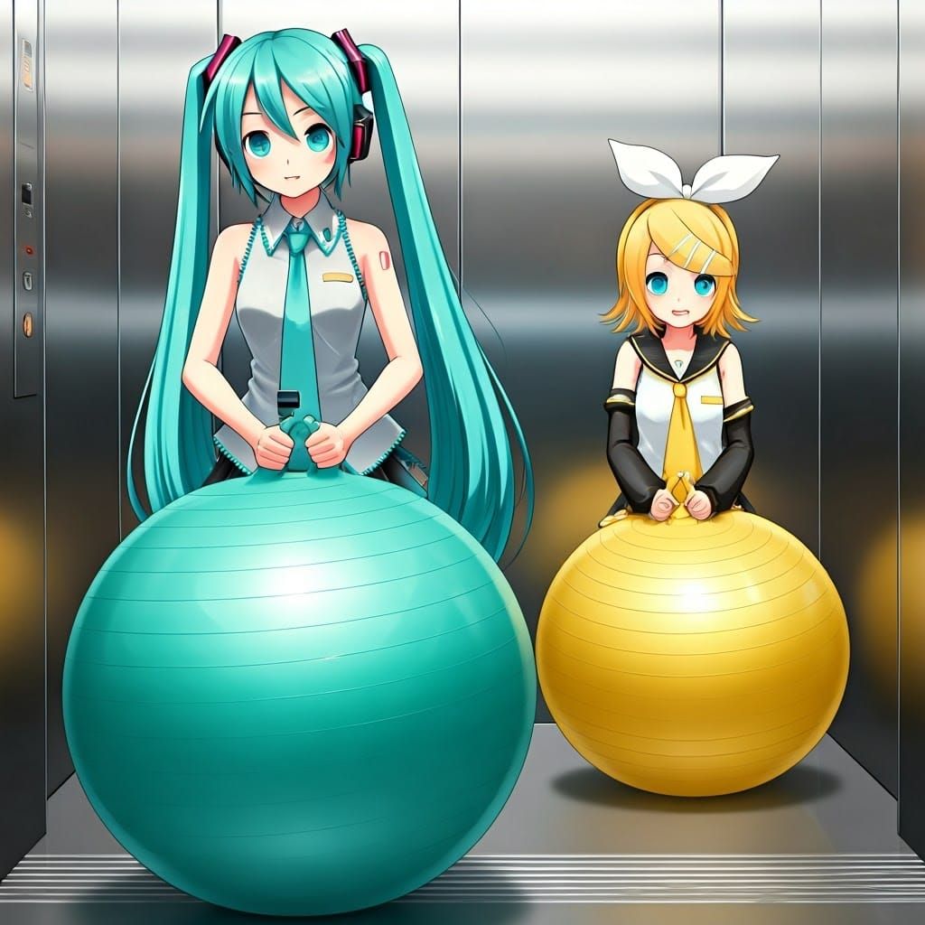J-Pop Idols Bouncing on Exercise Balls in an Elevator