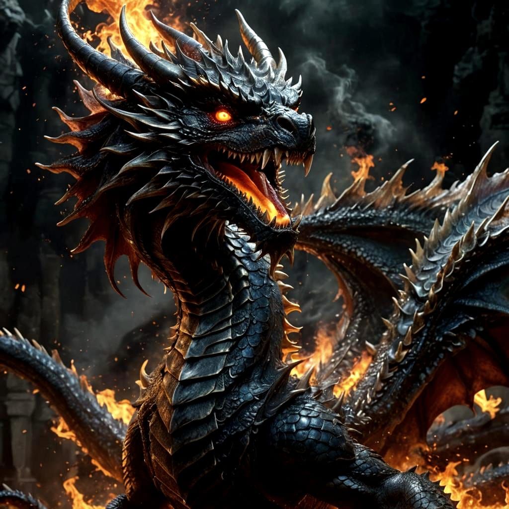 Majestic Dragon in Hellfire: Photorealistic CGI Masterpiece