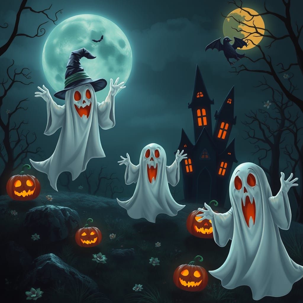 Halloween Ghosts AI Image
