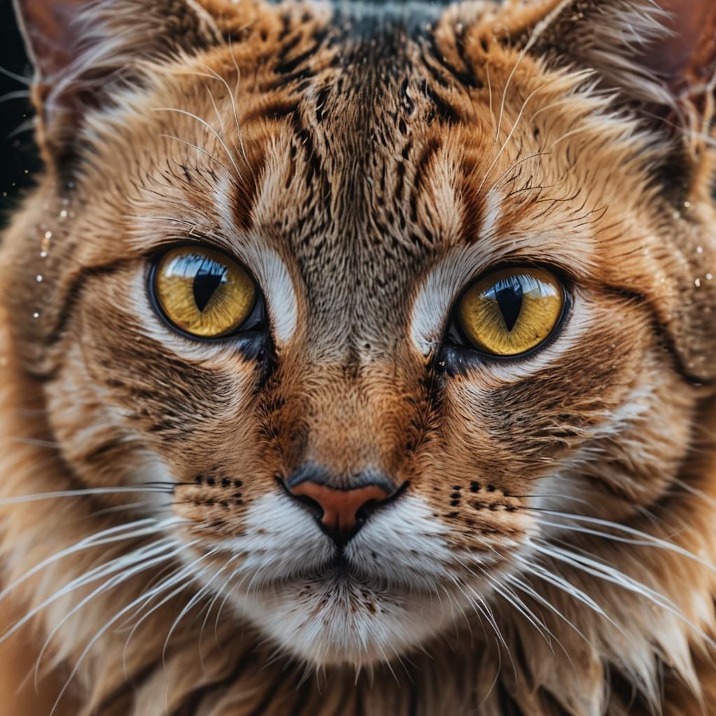 Detailed Macro Cat Face in National Geographic Style