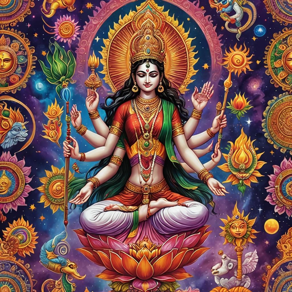 Hindu Goddesses Cosmic Dance: Artstation Fantasy