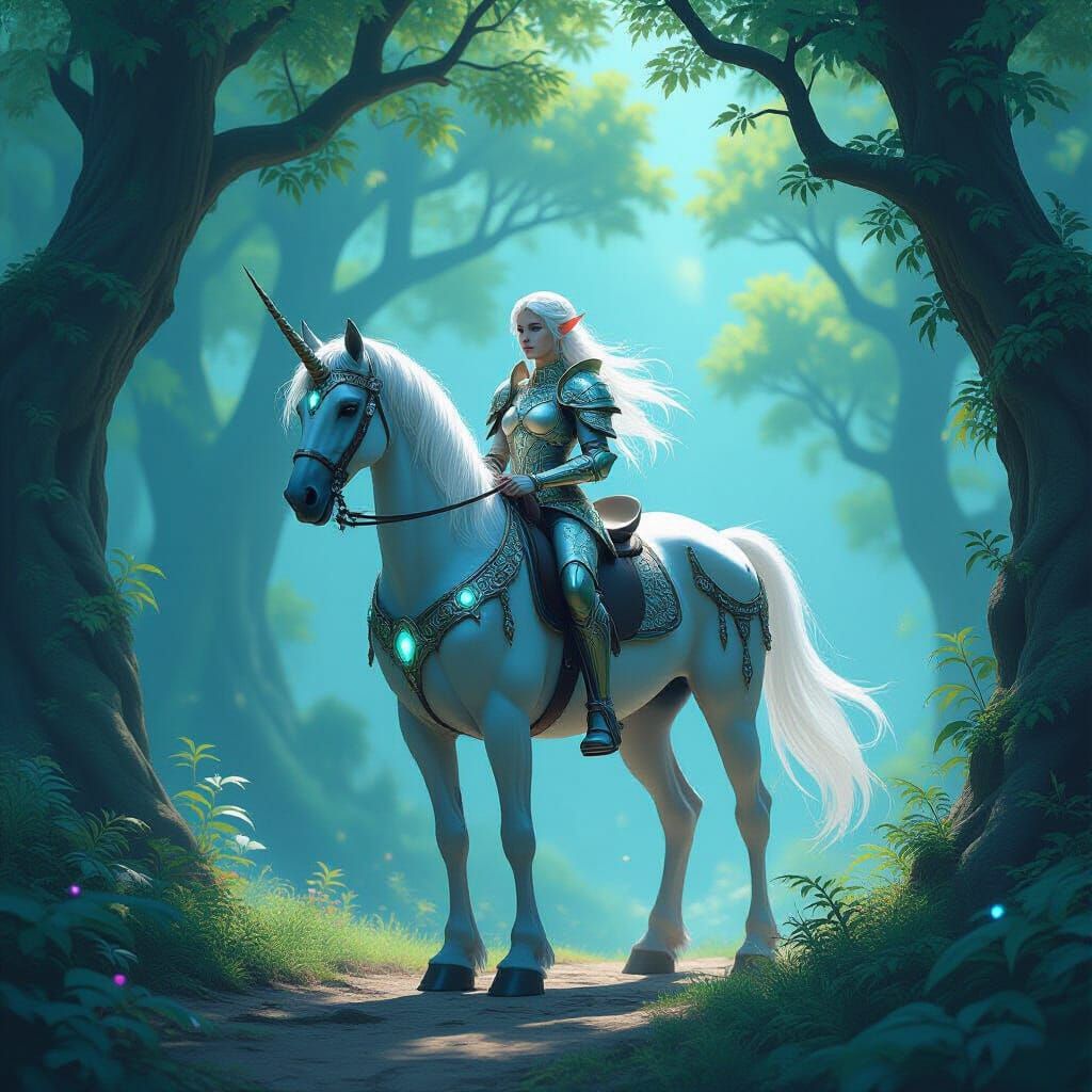 Ethereal Centaur in Moonlit Forest