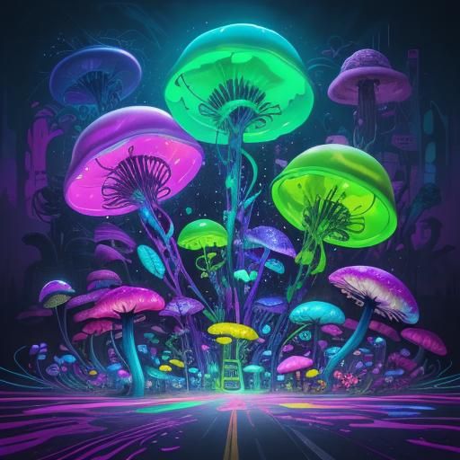 Vibrant Surreal Alien Melds with Urban Street Art