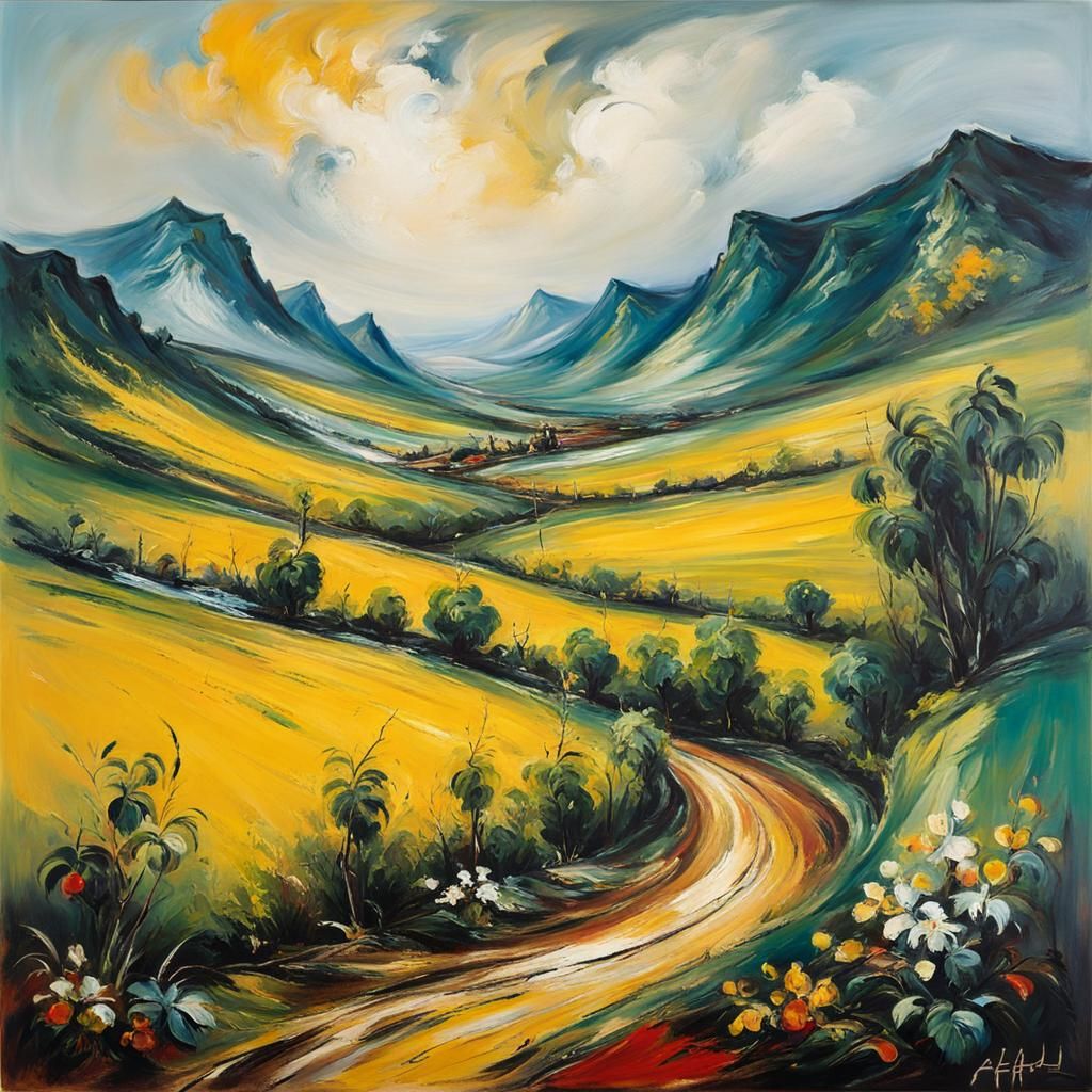 Impasto Landscape Painting with Bold Brushstrokes