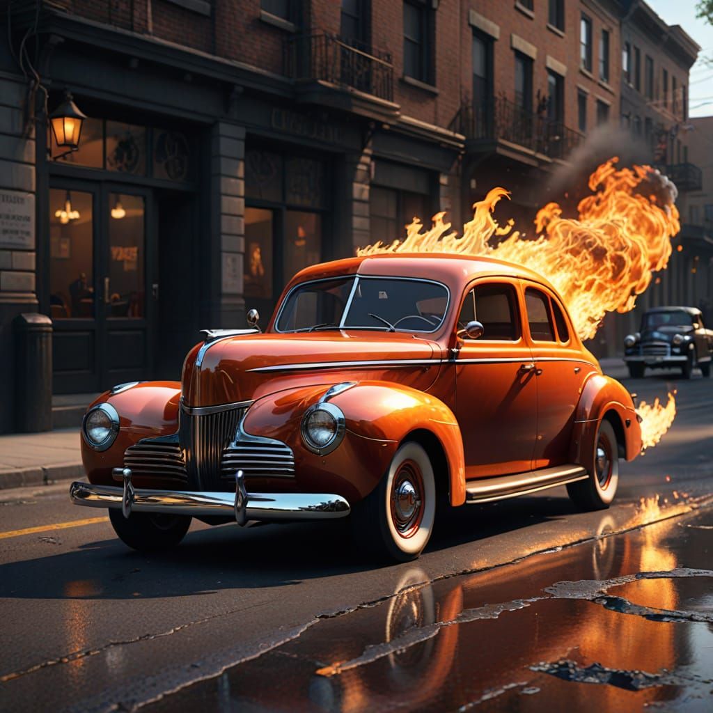 1940 Ford Gangster Car With Fiery Phoenix Engine