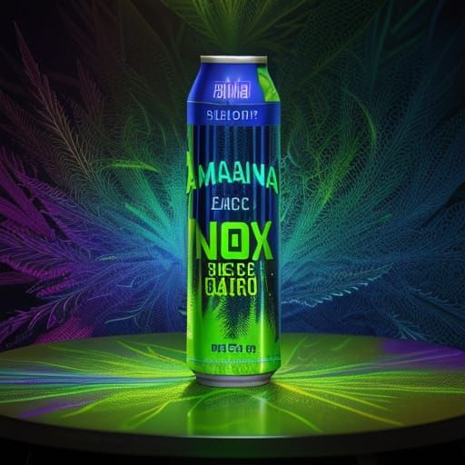 Marijuana THC Beverage in Neon Psychedelic Room
