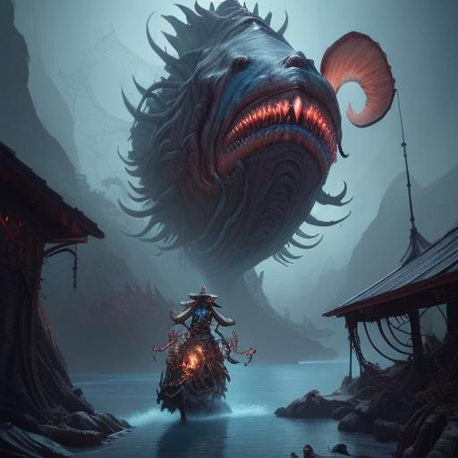 Qunari Shaman Rides Hoversaw: Fantasy Concept Art